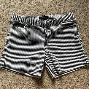 pinstriped jean shorts